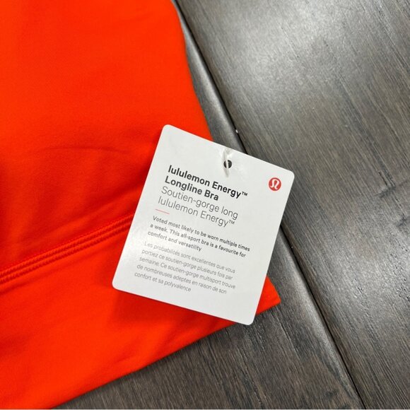 Lululemon NWT Energy Bra Longline *Medium Support, B–D Cups Solar Orange - Picture 3 of 7